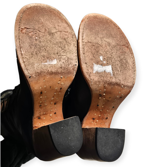 Freebird by Steven Borow Black Dark Brown Distressed Lace Up Boots Size 7 - Picture 6 of 8